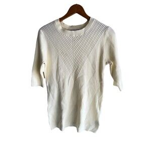 Liverpool Los Angeles Elbow Sleeve Crew Neck Sweater Womens Large Cream Knit